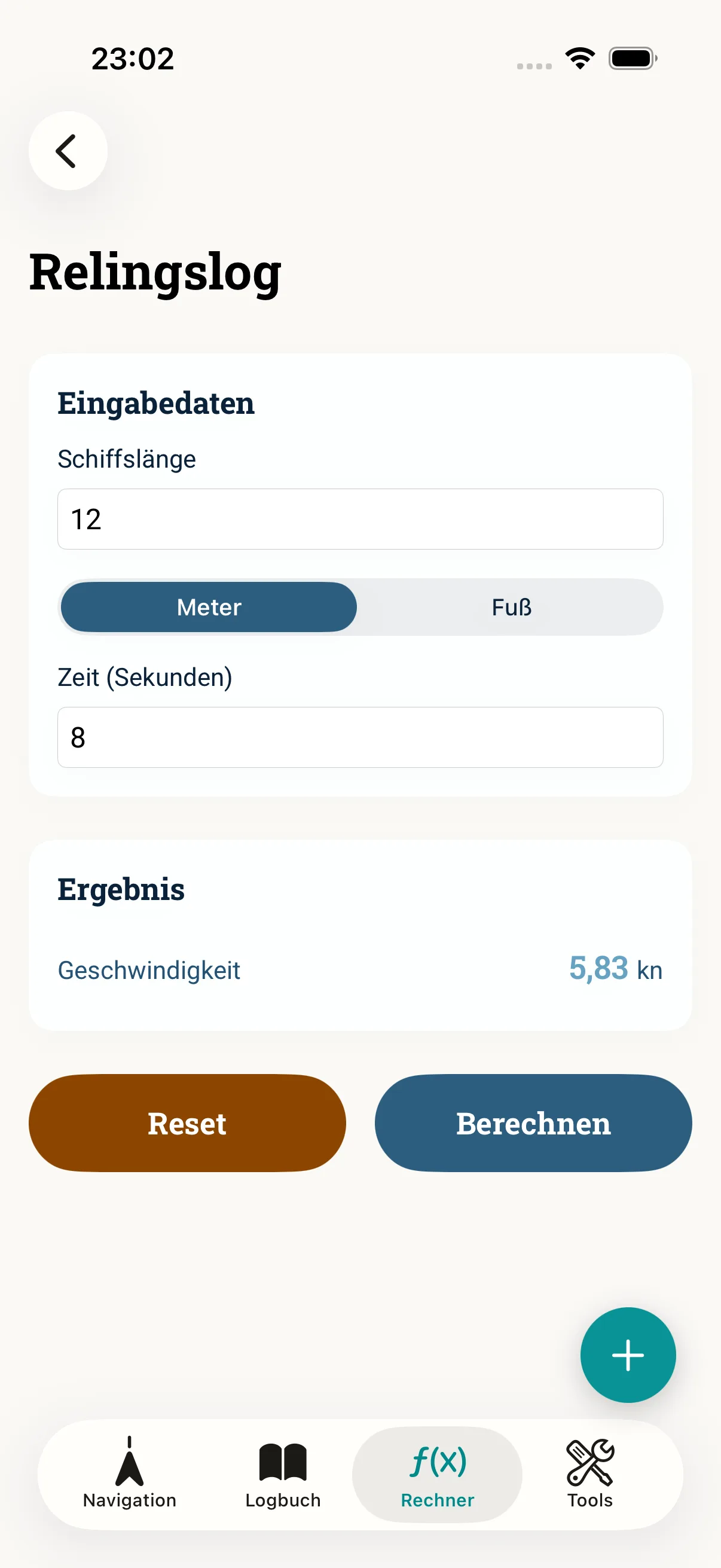 NauticCalc App-Screenshot