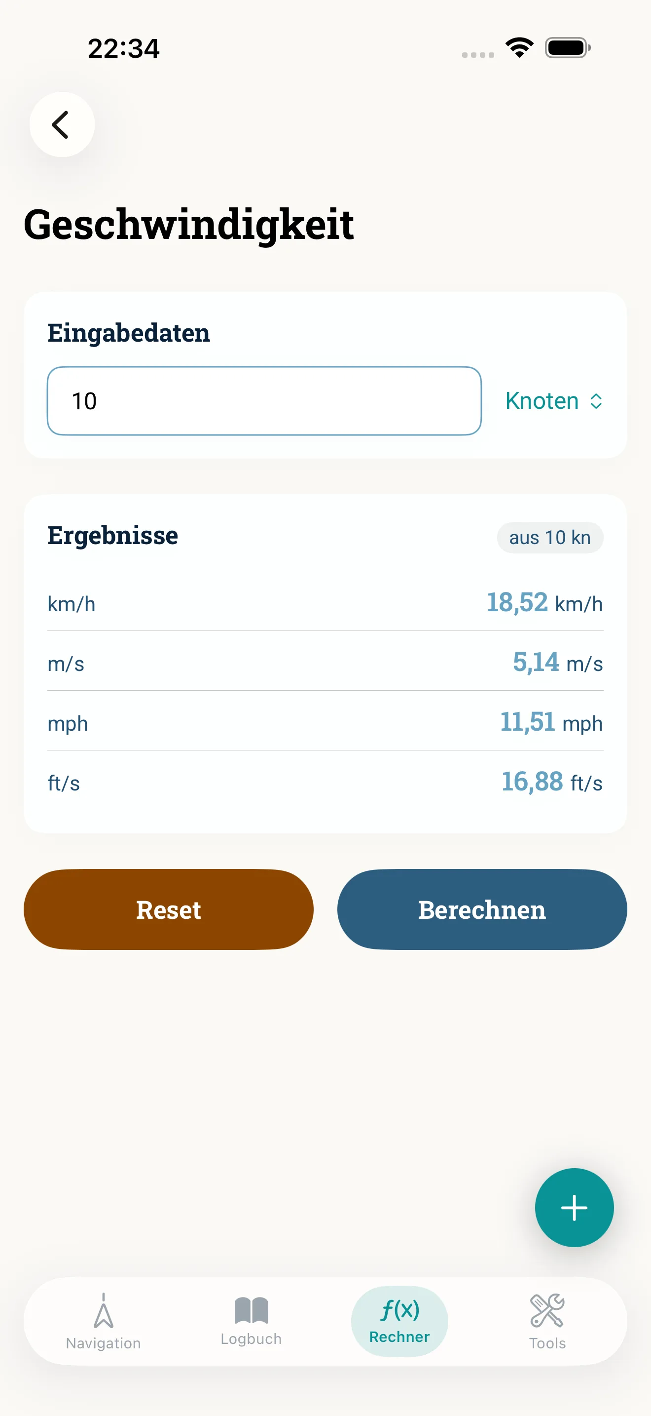 Geschwindigkeit umrechnen: Knoten, km/h, m/s
